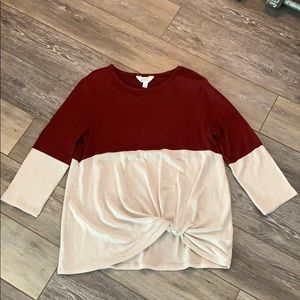 Color Block Twist Front Top